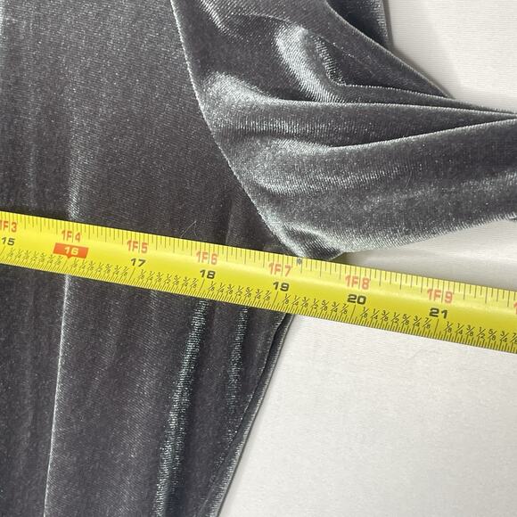 Y2K Velvet Long Sleeve Top Square Neck Gray Stretch Witchy Goth Fairy Grunge‎ M - Picture 5 of 6